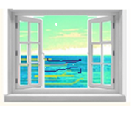 beach house window